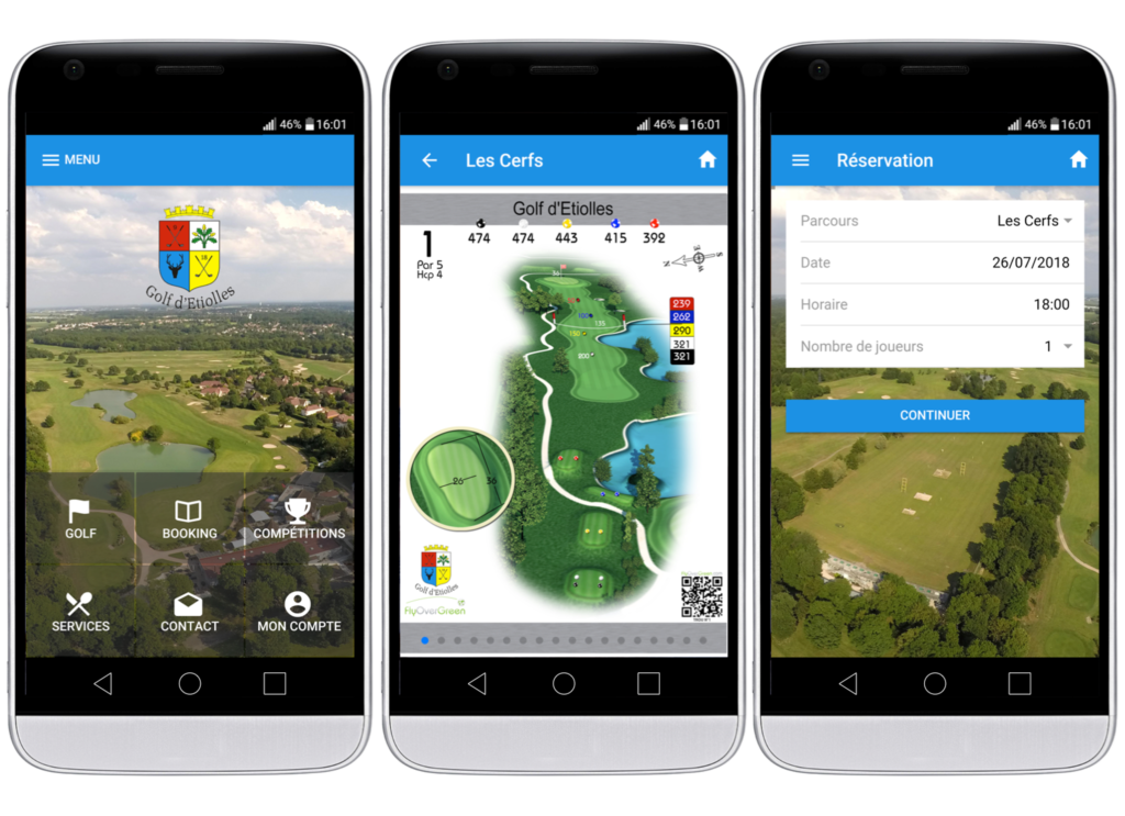 application mobile parcours de golf